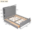 Full Size Platform Bed with Drawers and Storage Shelves, Gray - Supfirm