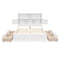 Full Size Platform Bed with Storage Headboard, Charging Station and 4 Drawers, White - Supfirm