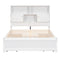 Full Size Platform Bed with Storage Headboard, Charging Station and 4 Drawers, White - Supfirm