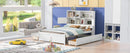 Full Size Platform Bed with Storage Headboard, Charging Station and 4 Drawers, White - Supfirm