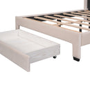 Full Size Storage Bed Velvet Upholstered Platform Bed with a Big Drawer - Beige - Supfirm