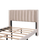 Full Size Storage Bed Velvet Upholstered Platform Bed with a Big Drawer - Beige - Supfirm