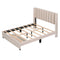 Full Size Storage Bed Velvet Upholstered Platform Bed with a Big Drawer - Beige - Supfirm