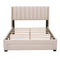 Full Size Storage Bed Velvet Upholstered Platform Bed with a Big Drawer - Beige - Supfirm