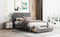 Full Size Storage Bed Velvet Upholstered Platform Bed with a Big Drawer - Grey - Supfirm