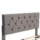 Full Size Storage Bed Velvet Upholstered Platform Bed with a Big Drawer - Grey - Supfirm