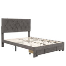 Full Size Storage Bed Velvet Upholstered Platform Bed with a Big Drawer - Grey - Supfirm