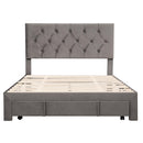 Full Size Storage Bed Velvet Upholstered Platform Bed with a Big Drawer - Grey - Supfirm