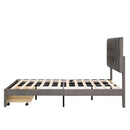 Full Size Storage Bed Velvet Upholstered Platform Bed with a Big Drawer - Grey - Supfirm