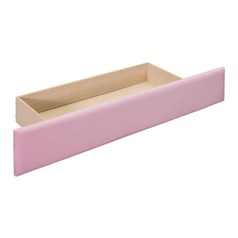 Full Size Storage Bed Velvet Upholstered Platform Bed with a Big Drawer - Pink - Supfirm