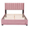 Full Size Storage Bed Velvet Upholstered Platform Bed with a Big Drawer - Pink - Supfirm