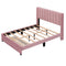 Full Size Storage Bed Velvet Upholstered Platform Bed with a Big Drawer - Pink - Supfirm