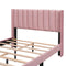 Full Size Storage Bed Velvet Upholstered Platform Bed with a Big Drawer - Pink - Supfirm