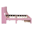 Full Size Storage Bed Velvet Upholstered Platform Bed with a Big Drawer - Pink - Supfirm