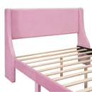 Full Size Storage Bed Velvet Upholstered Platform Bed with a Big Drawer - Pink - Supfirm