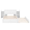 Full Size Storage Platform Bed with Pull Out Shelves and Twin Size Trundle, White - Supfirm