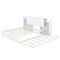 Full Size Storage Platform Bed with Pull Out Shelves and Twin Size Trundle, White - Supfirm