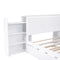 Full Size Storage Platform Bed with Pull Out Shelves and Twin Size Trundle, White - Supfirm