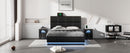 Full Size Tufted Upholstered Platform Bed with Hydraulic Storage System,PU Storage Bed with LED Lights and USB charger, Black - Supfirm