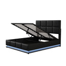 Full Size Tufted Upholstered Platform Bed with Hydraulic Storage System,PU Storage Bed with LED Lights and USB charger, Black - Supfirm