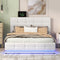 Full Size Tufted Upholstered Platform Bed with Hydraulic Storage System,PU Storage Bed with LED Lights and USB charger, White(Expected Arrival Time: 5.15,AT) - Supfirm