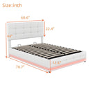 Full Size Tufted Upholstered Platform Bed with Hydraulic Storage System,PU Storage Bed with LED Lights and USB charger, White(Expected Arrival Time: 5.15,AT) - Supfirm