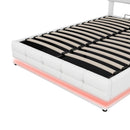 Full Size Tufted Upholstered Platform Bed with Hydraulic Storage System,PU Storage Bed with LED Lights and USB charger, White(Expected Arrival Time: 5.15,AT) - Supfirm