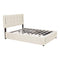 Full Size Upholstered Bed with Hydraulic Storage System and LED Light, Beige - Supfirm