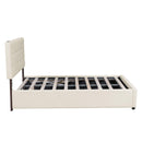 Full Size Upholstered Bed with Hydraulic Storage System and LED Light, Beige - Supfirm