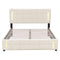 Full Size Upholstered Bed with Hydraulic Storage System and LED Light, Beige - Supfirm