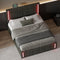 Full Size Upholstered Bed with LED Lights,Hydraulic Storage System and USB Charging Station,Black - Supfirm