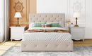 Full size Upholstered Platform bed with a Hydraulic Storage System - Beige - Supfirm