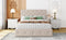 Full size Upholstered Platform bed with a Hydraulic Storage System - Beige - Supfirm