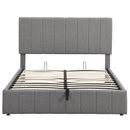 Full size Upholstered Platform bed with a Hydraulic Storage System - Gray - Supfirm