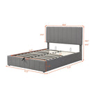 Full size Upholstered Platform bed with a Hydraulic Storage System - Gray - Supfirm