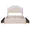 Full Size Upholstered Platform Bed with LED Lights and 4 Drawers, Stylish Irregular Metal Bed Legs Design, Beige - Supfirm