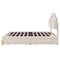 Full Size Upholstered Platform Bed with LED Lights and 4 Drawers, Stylish Irregular Metal Bed Legs Design, Beige - Supfirm