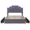 Full Size Upholstered Platform Bed with LED Lights and 4 Drawers, Stylish Irregular Metal Bed Legs Design, Gray - Supfirm