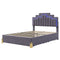 Full Size Upholstered Platform Bed with LED Lights and 4 Drawers, Stylish Irregular Metal Bed Legs Design, Gray - Supfirm