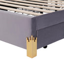 Full Size Upholstered Platform Bed with LED Lights and 4 Drawers, Stylish Irregular Metal Bed Legs Design, Gray - Supfirm