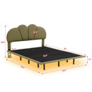 Full Size Upholstery LED Floating Bed with PU Leather Headboard and Support Legs,Green - Supfirm