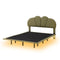 Full Size Upholstery LED Floating Bed with PU Leather Headboard and Support Legs,Green - Supfirm