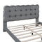 Full Size Velvet Platform Bed with LED Frame, Thick & Soft Fabric and Button-tufted Design Headboard, Gray - Supfirm