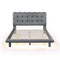 Full Size Velvet Platform Bed with LED Frame, Thick & Soft Fabric and Button-tufted Design Headboard, Gray - Supfirm