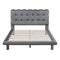 Full Size Velvet Platform Bed with LED Frame, Thick & Soft Fabric and Button-tufted Design Headboard, Gray - Supfirm