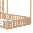 Full Size Wood House Bed with Fence and Detachable Storage Shelves, Natural (Expected Arrival Time: 1.7) - Supfirm