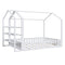 Full Size Wood House Bed with Fence and Detachable Storage Shelves, White(Expected Arrival Time: 1.7) - Supfirm