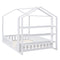 Full Size Wood House Bed with Fence and Detachable Storage Shelves, White(Expected Arrival Time: 1.7) - Supfirm