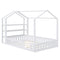 Full Size Wood House Bed with Fence and Detachable Storage Shelves, White(Expected Arrival Time: 1.7) - Supfirm