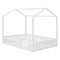 Full Size Wood House Bed with Fence and Detachable Storage Shelves, White(Expected Arrival Time: 1.7) - Supfirm